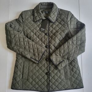 Jones New York Rosemary & Jones Black Quilted Green Jacket - Medium
